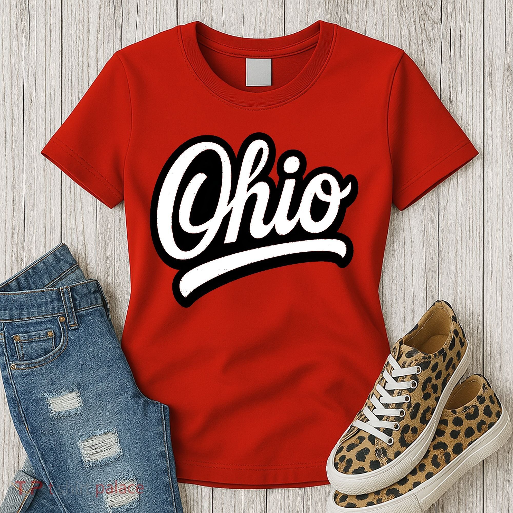 Ohio Script Logo Sports Team Fan College Varsity Women's T-Shirt