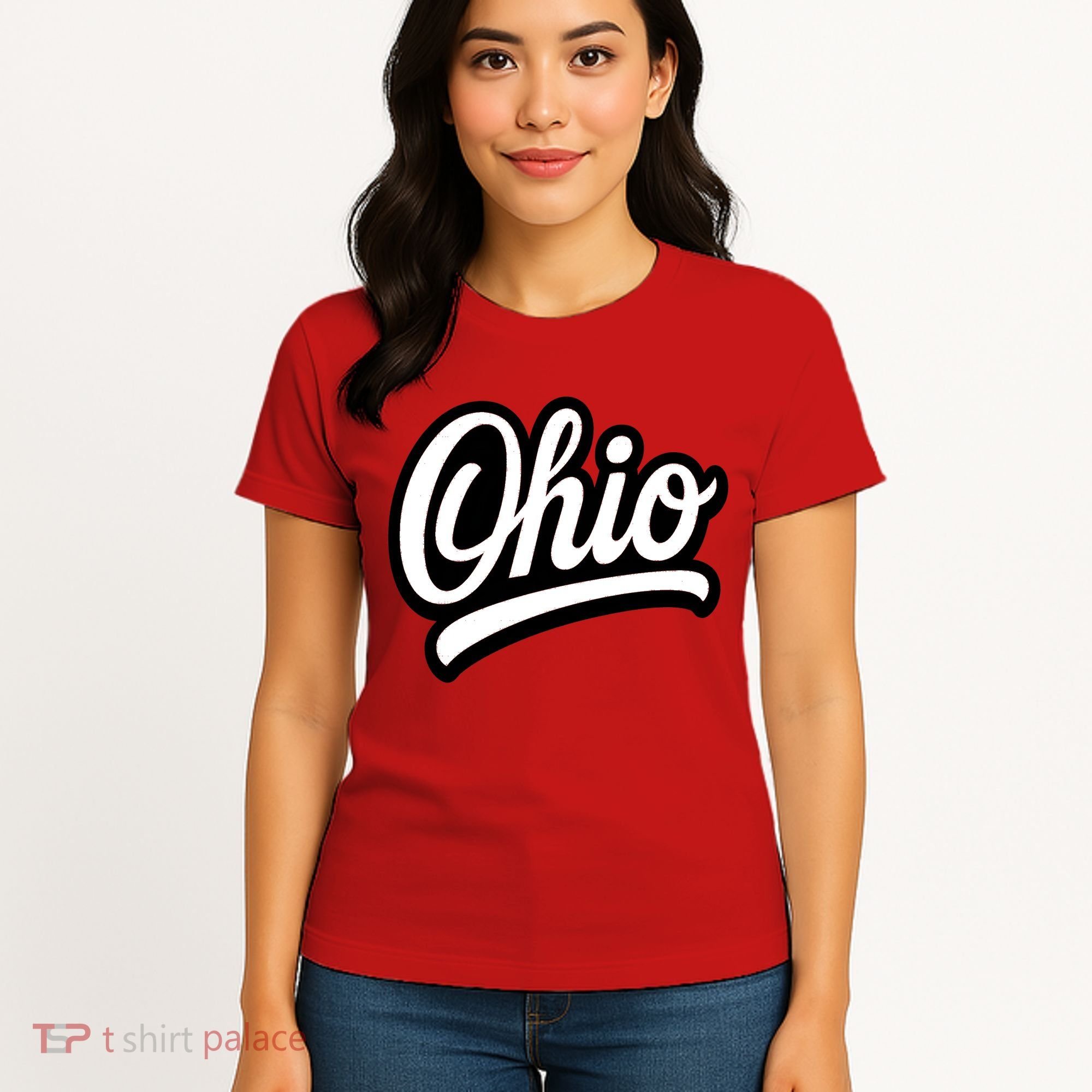 Ohio Script Logo Sports Team Fan College Varsity Women's T-Shirt