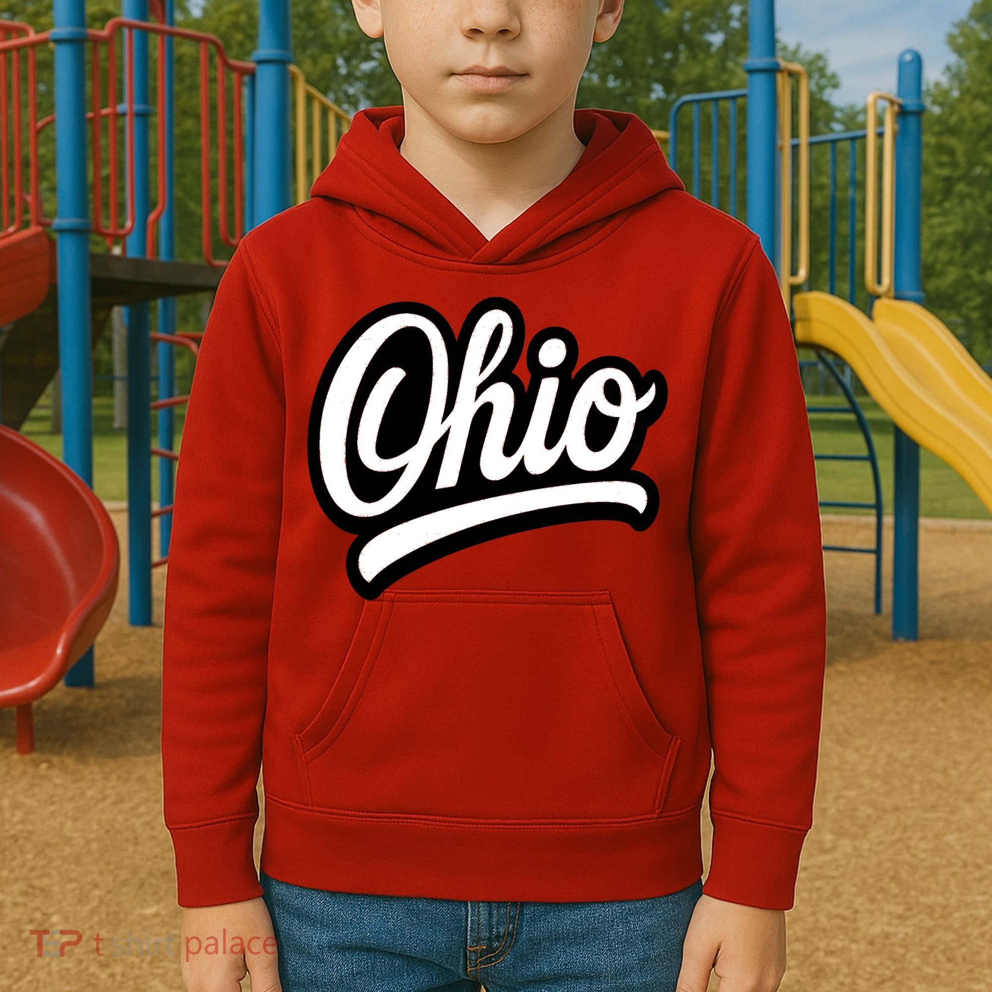 Ohio Script Logo Sports Team Fan College Varsity Kids Hoodie