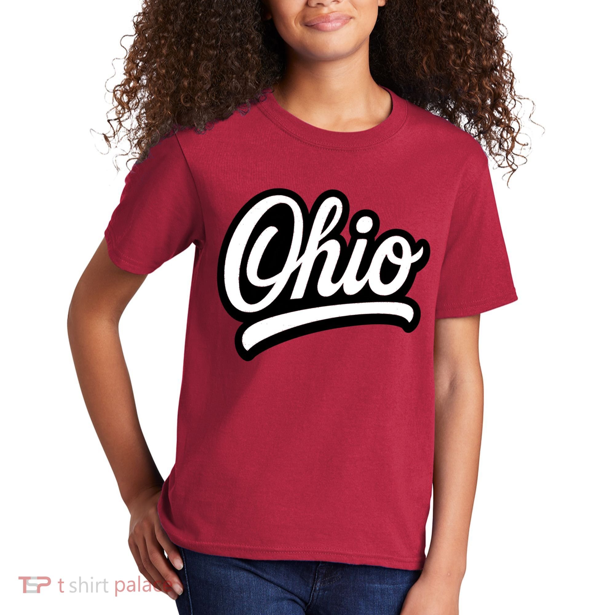 Ohio Script Logo Sports Team Fan College Varsity Kids T-Shirt