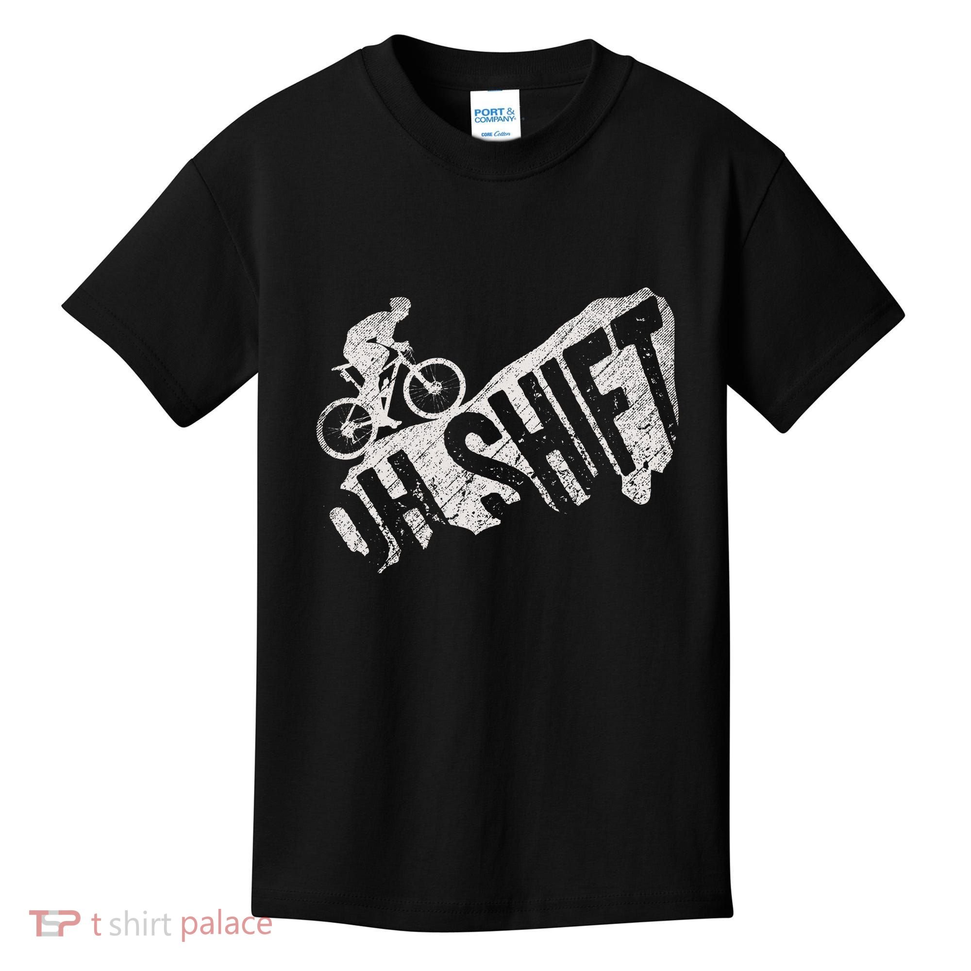Oh Shift Mountain Biking Bicycle Bike Rider Cyclist Kids T-Shirt