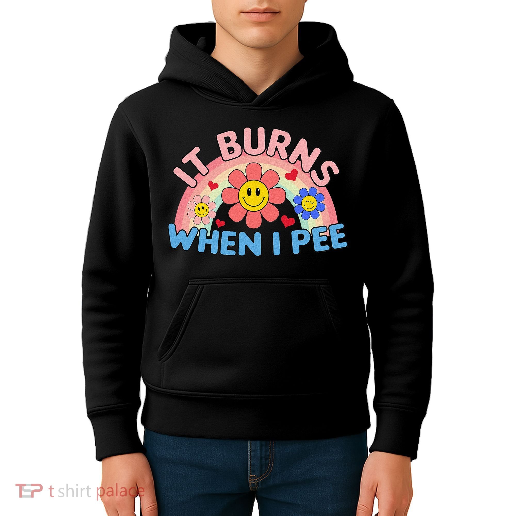 Oddly Specific Meme It Burns When I Pee Inappropriate Adult Kids Hoodie