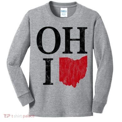Ohio State Map Kids Long Sleeve Shirt