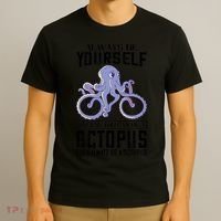 Octopus Sea Monster Cycling Always Be Yourself Cephalopod T-Shirt thumb 3