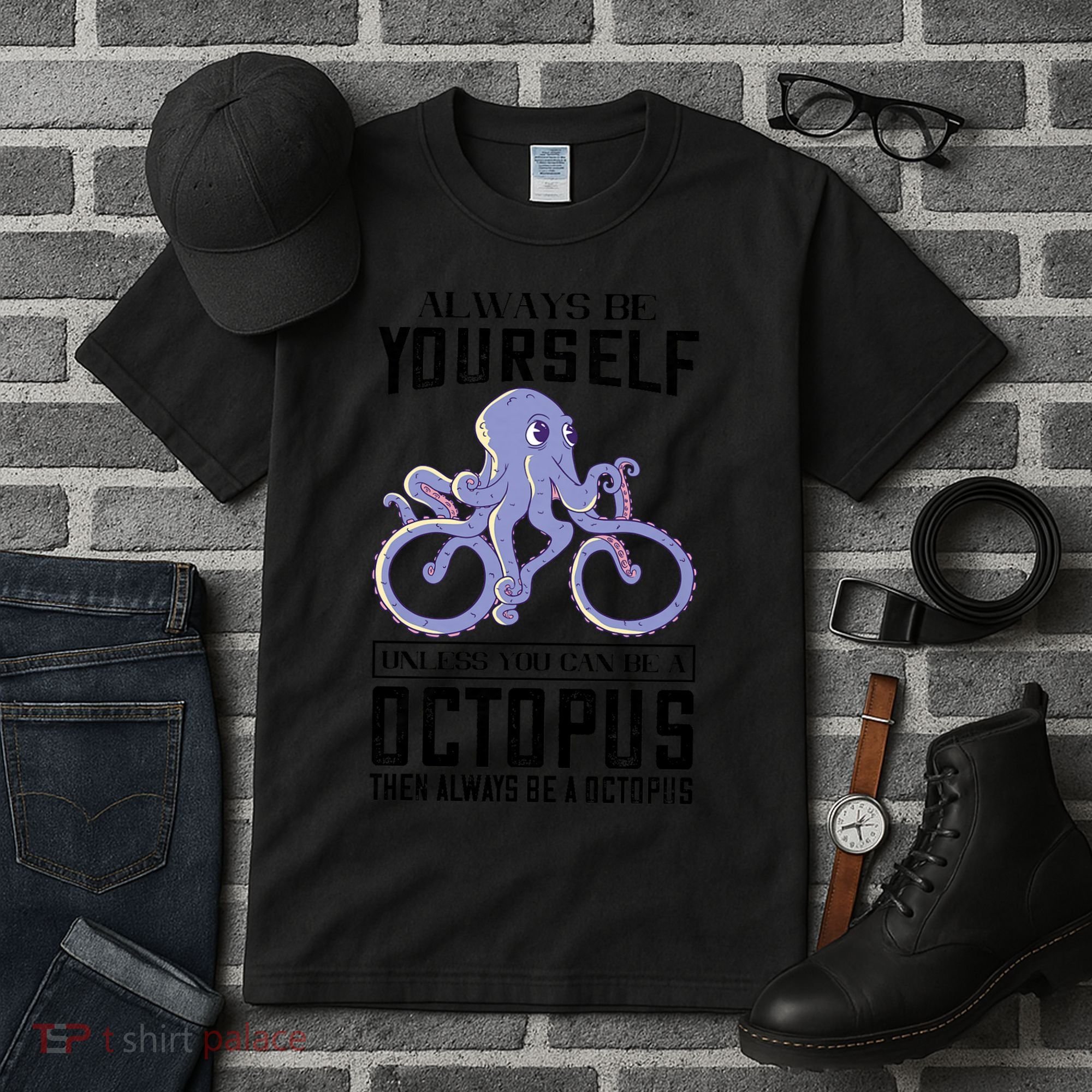Octopus Sea Monster Cycling Always Be Yourself Cephalopod Tall T-Shirt