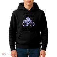 Octopus Sea Monster Cycling Always Be Yourself Cephalopod Kids Hoodie thumb 4