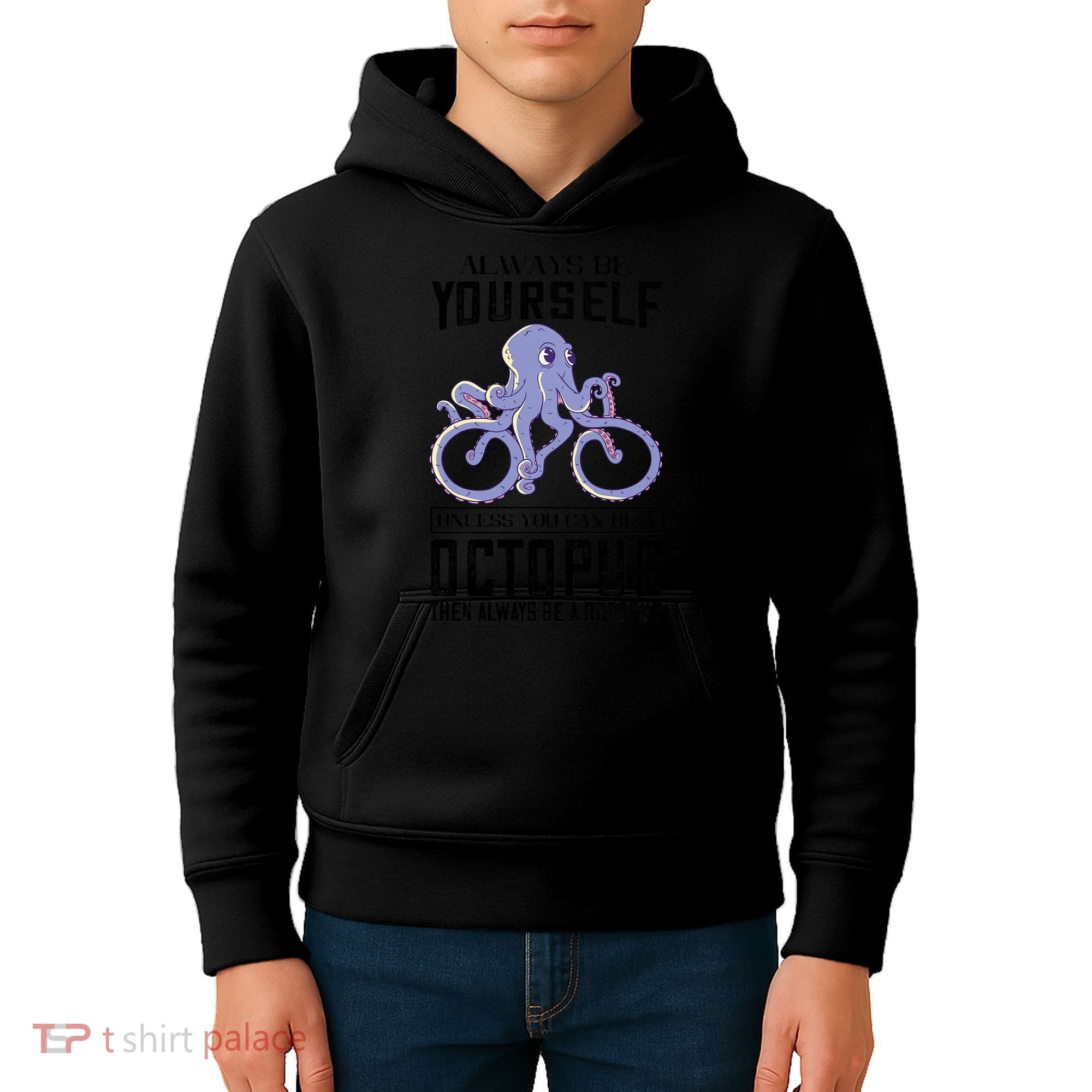Octopus Sea Monster Cycling Always Be Yourself Cephalopod Kids Hoodie