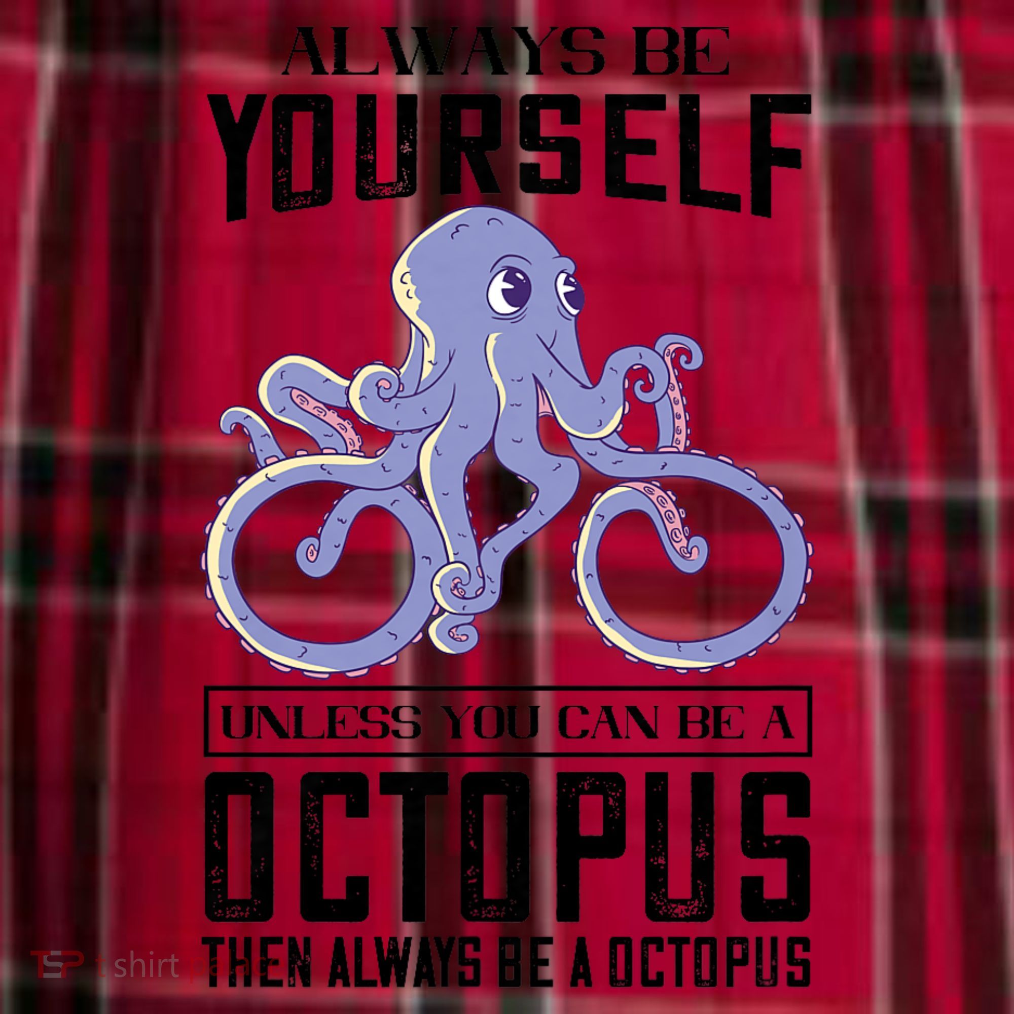 Octopus Sea Monster Cycling Always Be Yourself Cephalopod Men's Flannel Plaid Pajama Pants