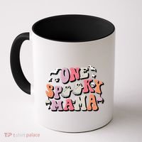 One Spooky Mama Funny Halloween Mom Costume Groovy Cute Gift Coffee Mug thumb 0