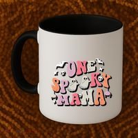 One Spooky Mama Funny Halloween Mom Costume Groovy Cute Gift Coffee Mug thumb 2