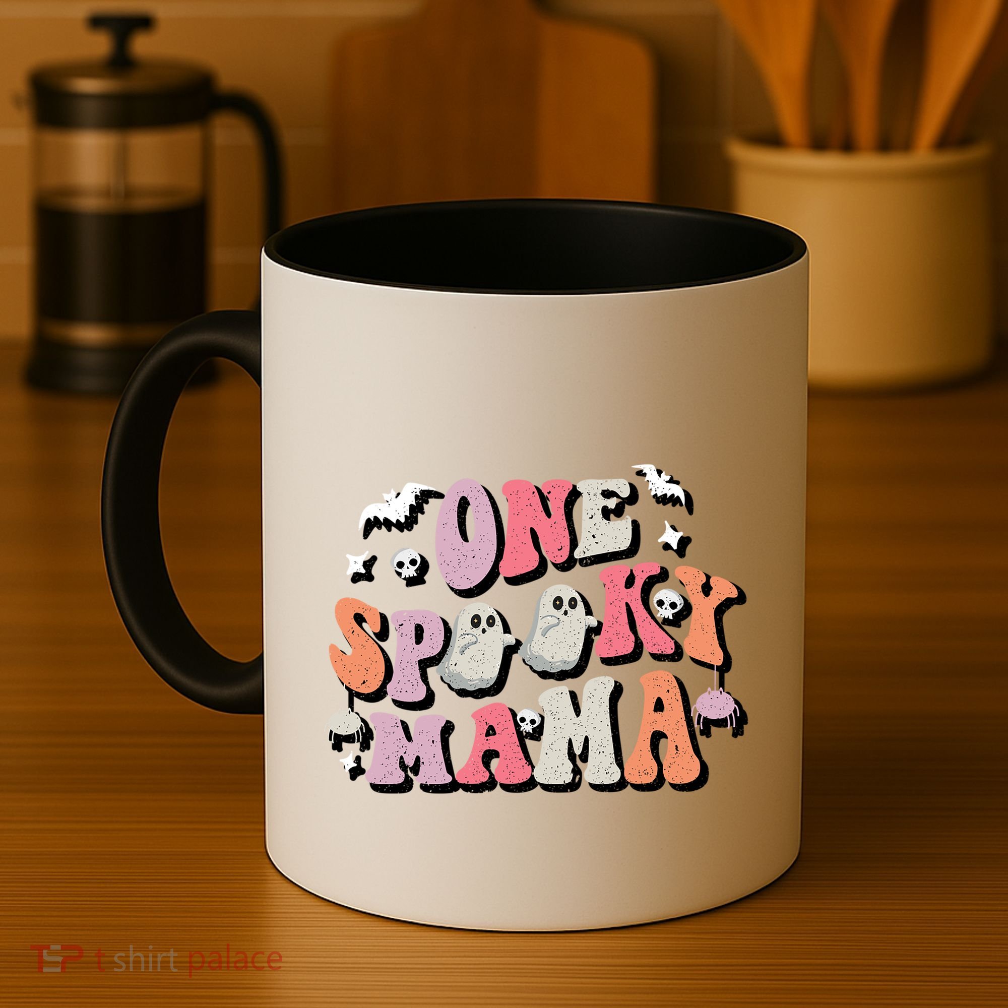 One Spooky Mama Funny Halloween Mom Costume Groovy Cute Gift Coffee Mug