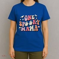 One Spooky Mama Funny Halloween Mom Costume Groovy Cute Gift T-Shirt thumb 4