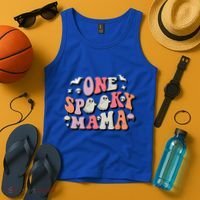 One Spooky Mama Funny Halloween Mom Costume Groovy Cute Gift Tank Top thumb 4