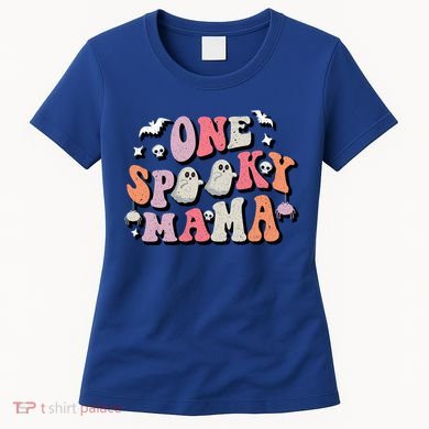 One Spooky Mama Funny Halloween Mom Costume Groovy Cute Gift Women's T-Shirt