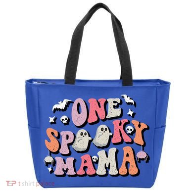 One Spooky Mama Funny Halloween Mom Costume Groovy Cute Gift Tote Bag