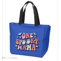One Spooky Mama Funny Halloween Mom Costume Groovy Cute Gift Tote Bag thumb 3