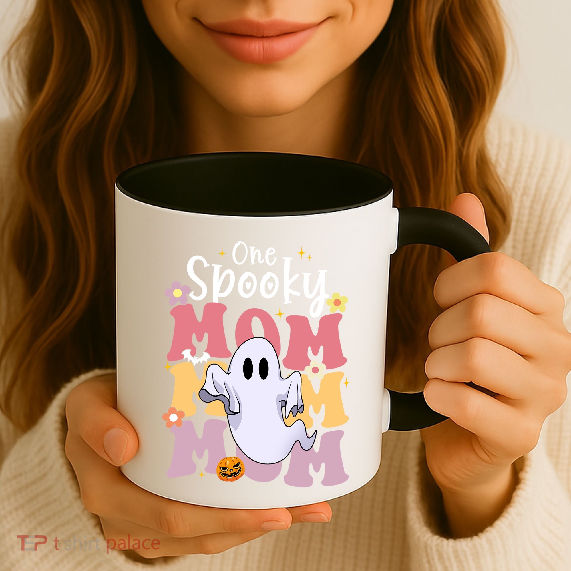 One Spooky Mom Halloween Cute Ghosts Grovvy Mommy Gift Meaningful Gift Coffee Mug