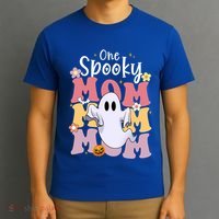 One Spooky Mom Halloween Cute Ghosts Grovvy Mommy Gift Meaningful Gift T-Shirt thumb 3