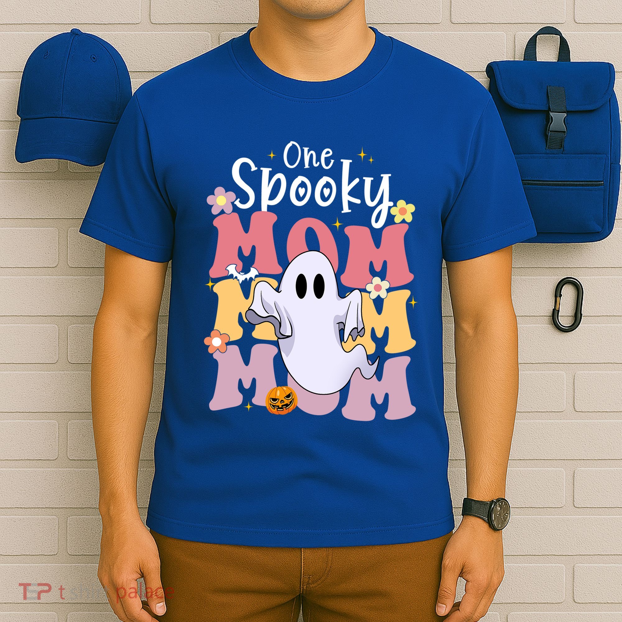 One Spooky Mom Halloween Cute Ghosts Grovvy Mommy Gift Meaningful Gift T-Shirt