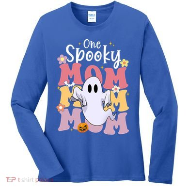 One Spooky Mom Halloween Cute Ghosts Grovvy Mommy Gift Meaningful Gift Women's Long Sleeve Shirt