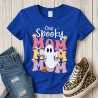 One Spooky Mom Halloween Cute Ghosts Grovvy Mommy Gift Meaningful Gift Women's T-Shirt thumb 3