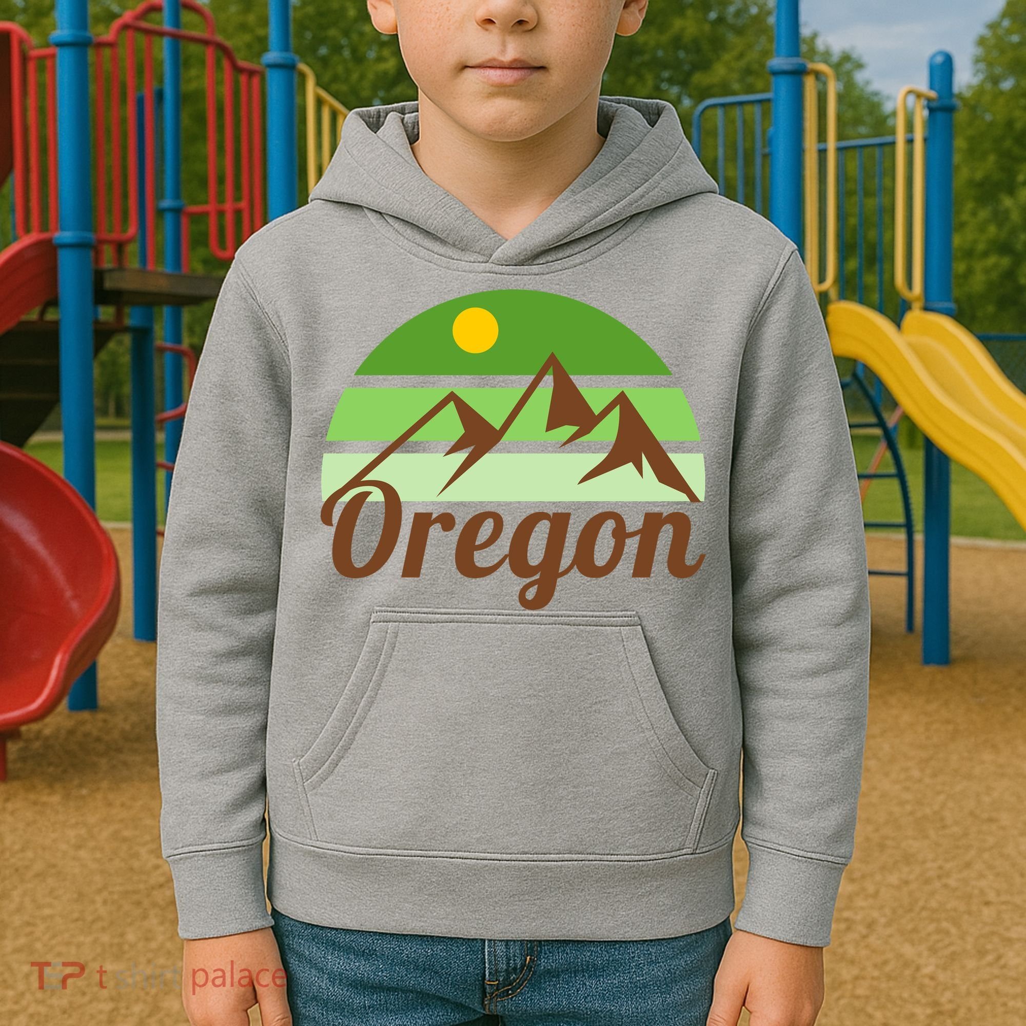 Oregon Simple Mountain Logo Kids Hoodie
