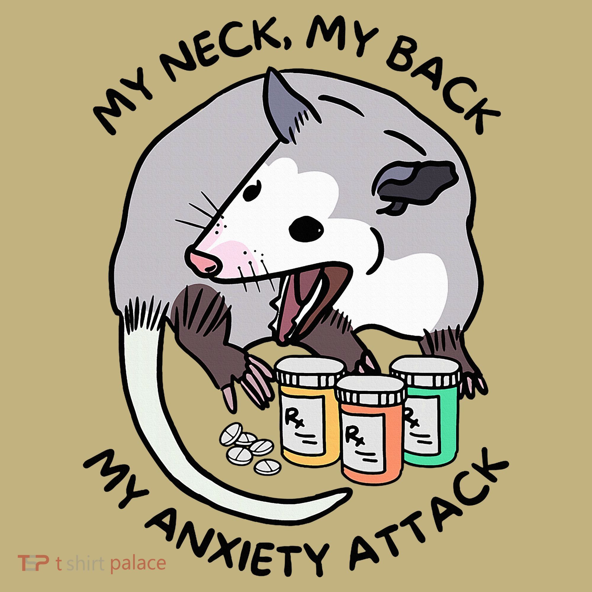 Opossum Screaming My Neck My Back My Anxiety Attack Kids T-Shirt