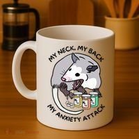 Opossum Screaming My Neck My Back My Anxiety Attack Coffee Mug thumb 4