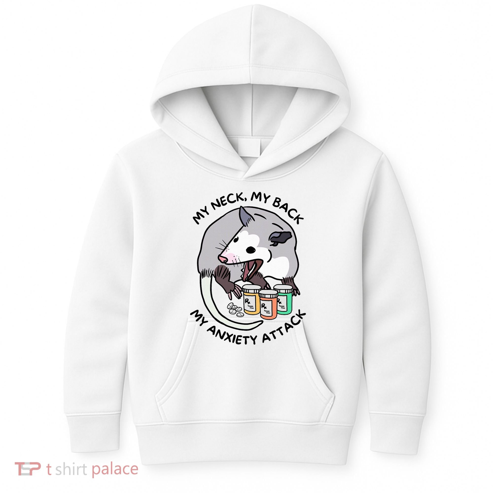 Opossum Screaming My Neck My Back My Anxiety Attack Kids Hoodie