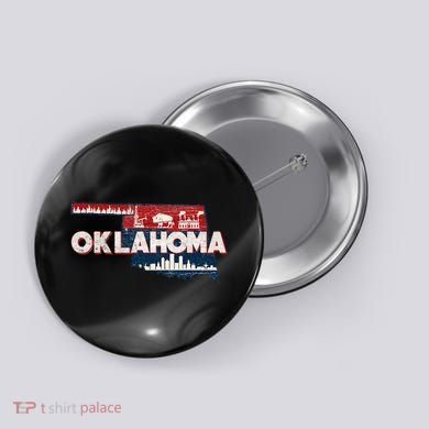 O.K.L.A.H.O.M.A State Map Road Trip Oklahoma City Tulsa Norman Button