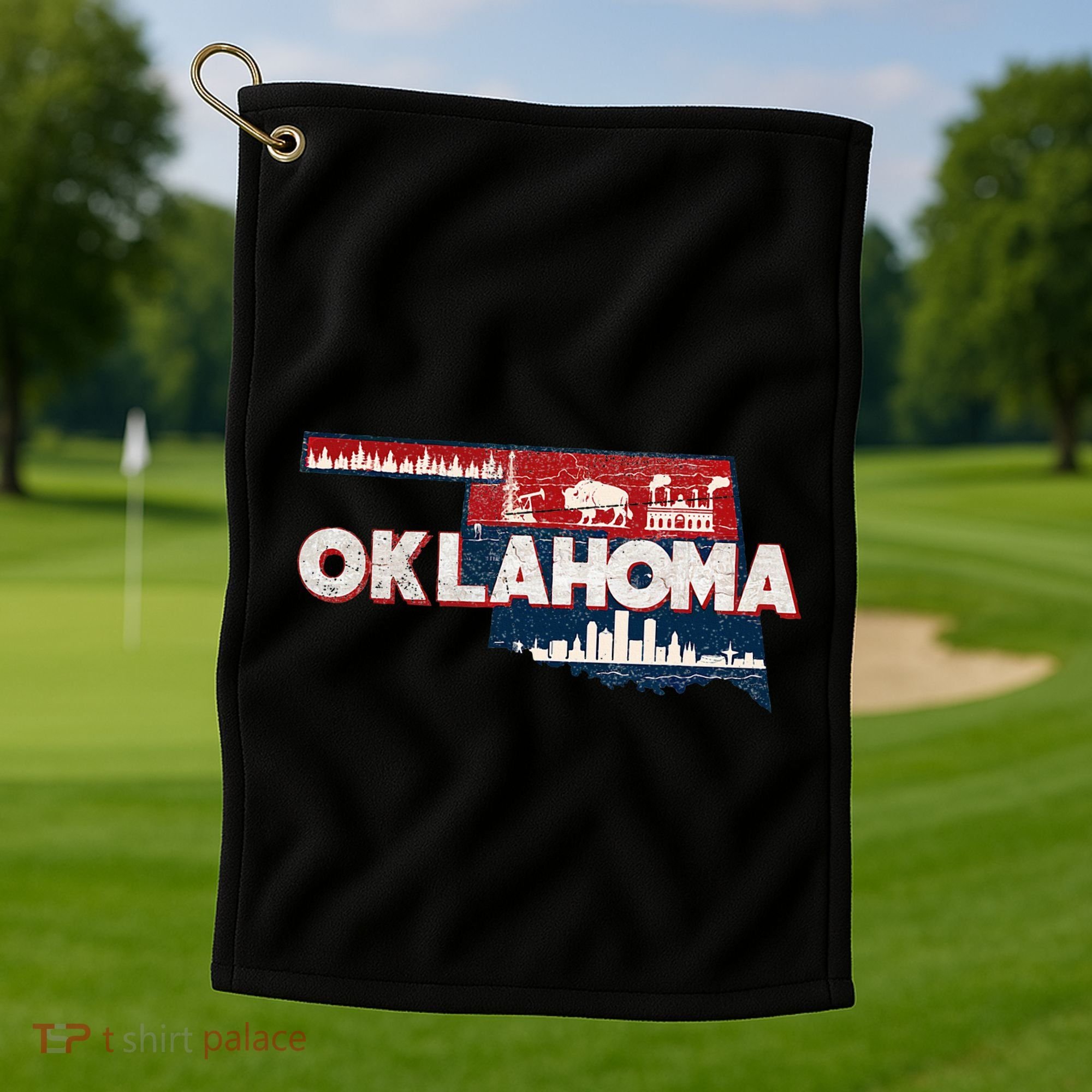 O.K.L.A.H.O.M.A State Map Road Trip Oklahoma City Tulsa Norman Golf Towel