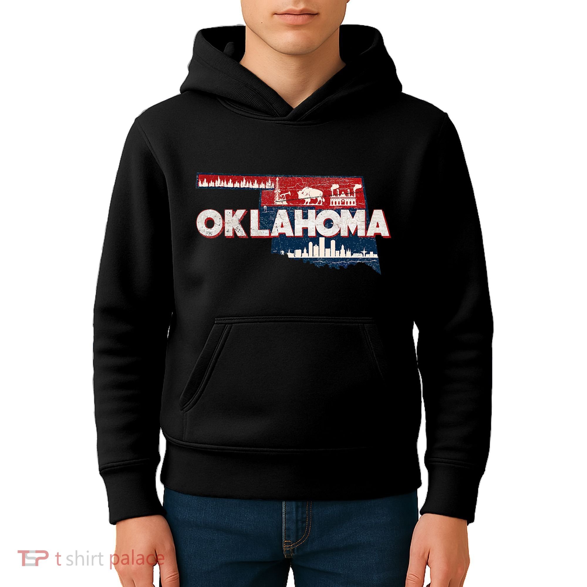 O.K.L.A.H.O.M.A State Map Road Trip Oklahoma City Tulsa Norman Kids Hoodie