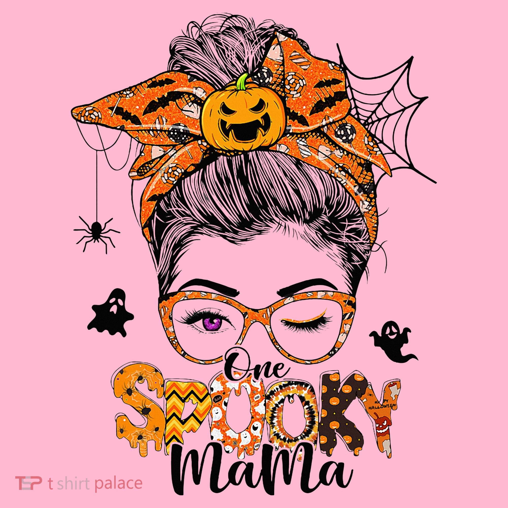 One Spooky Mama For Halloween Messy Bun Mom Monster Bleached Coaster