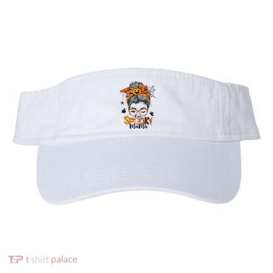 One Spooky Mama For Halloween Messy Bun Mom Monster Bleached Visor