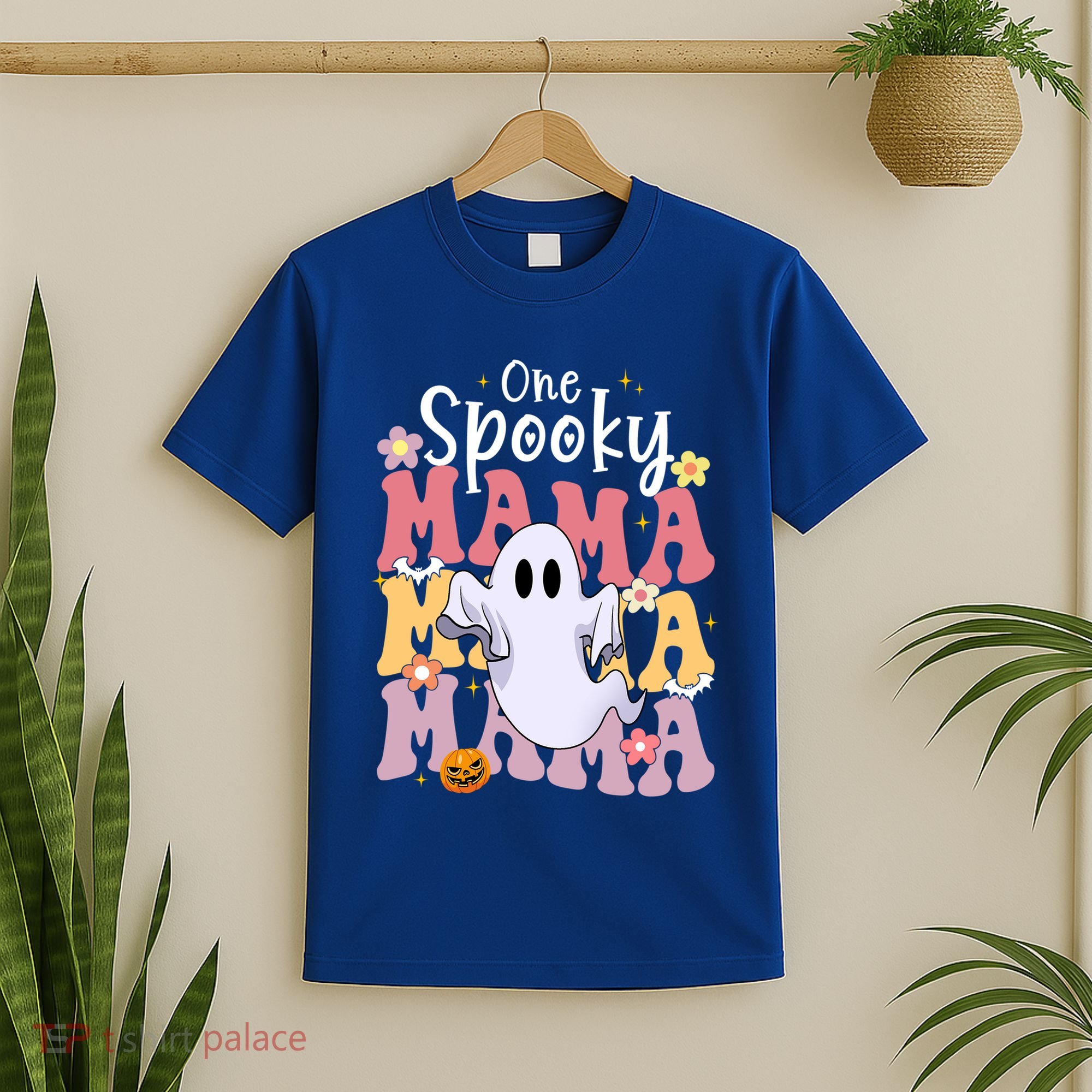 One Spooky Mama Halloween Cute Ghosts Grovvy Mommy Gift T-Shirt