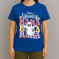 One Spooky Mama Halloween Cute Ghosts Grovvy Mommy Gift T-Shirt thumb 4
