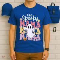 One Spooky Mama Halloween Cute Ghosts Grovvy Mommy Gift T-Shirt thumb 6