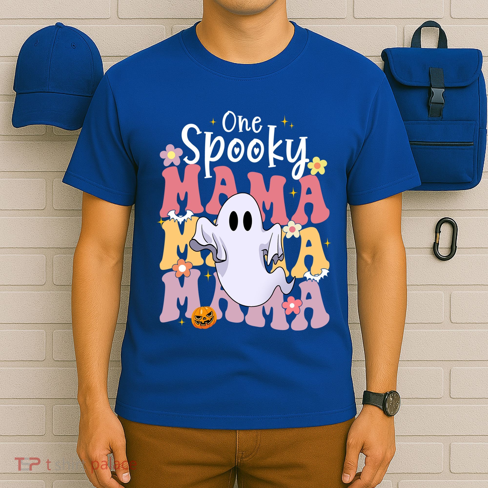 One Spooky Mama Halloween Cute Ghosts Grovvy Mommy Gift T-Shirt