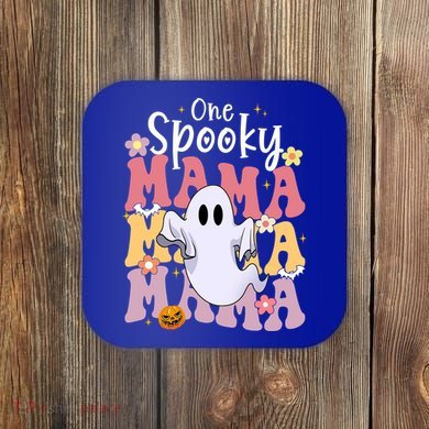 One Spooky Mama Halloween Cute Ghosts Grovvy Mommy Gift Coaster