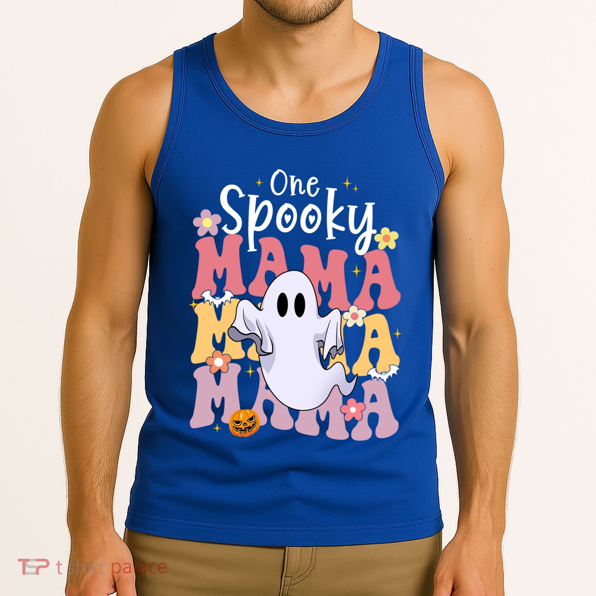 One Spooky Mama Halloween Cute Ghosts Grovvy Mommy Gift Tank Top