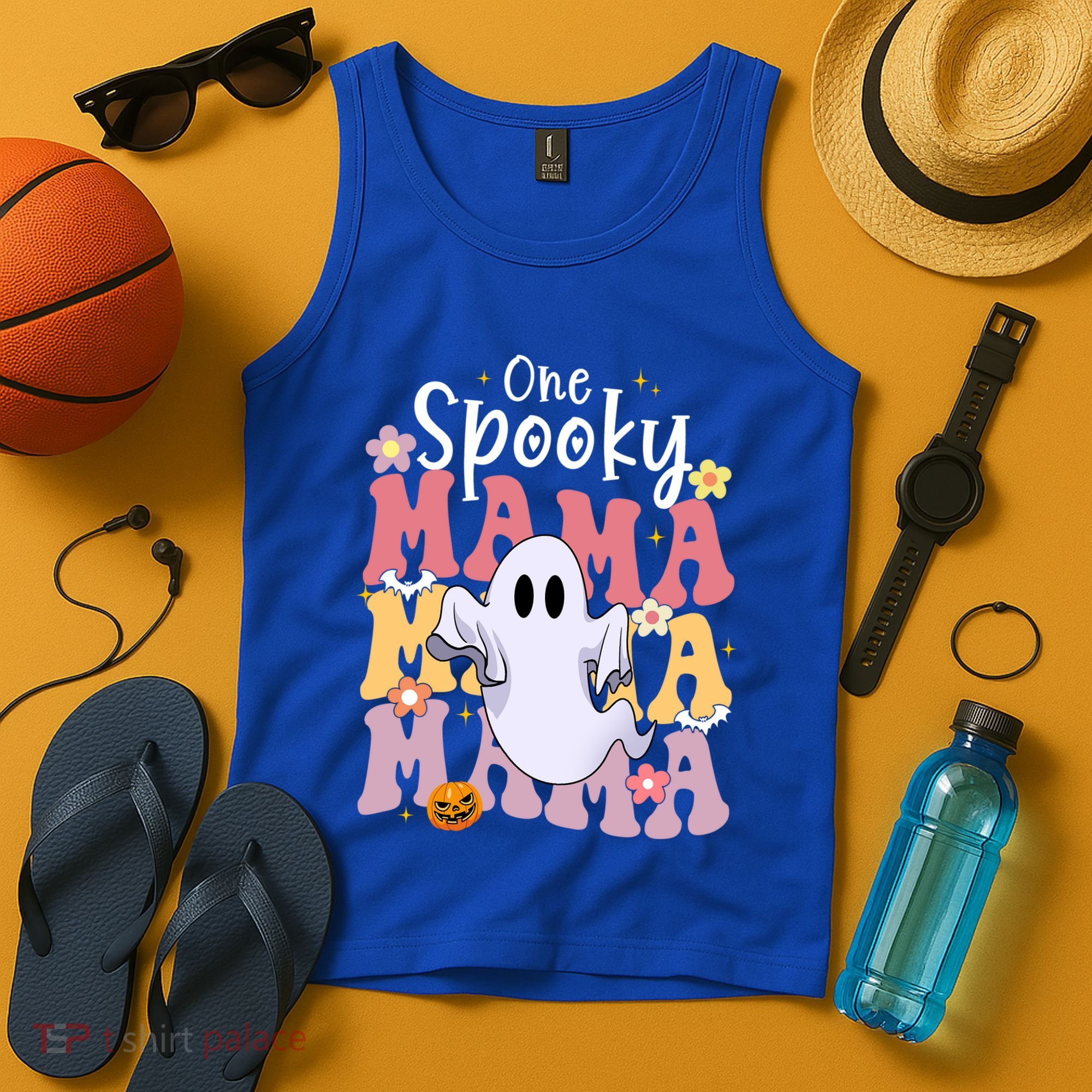 One Spooky Mama Halloween Cute Ghosts Grovvy Mommy Gift Tank Top