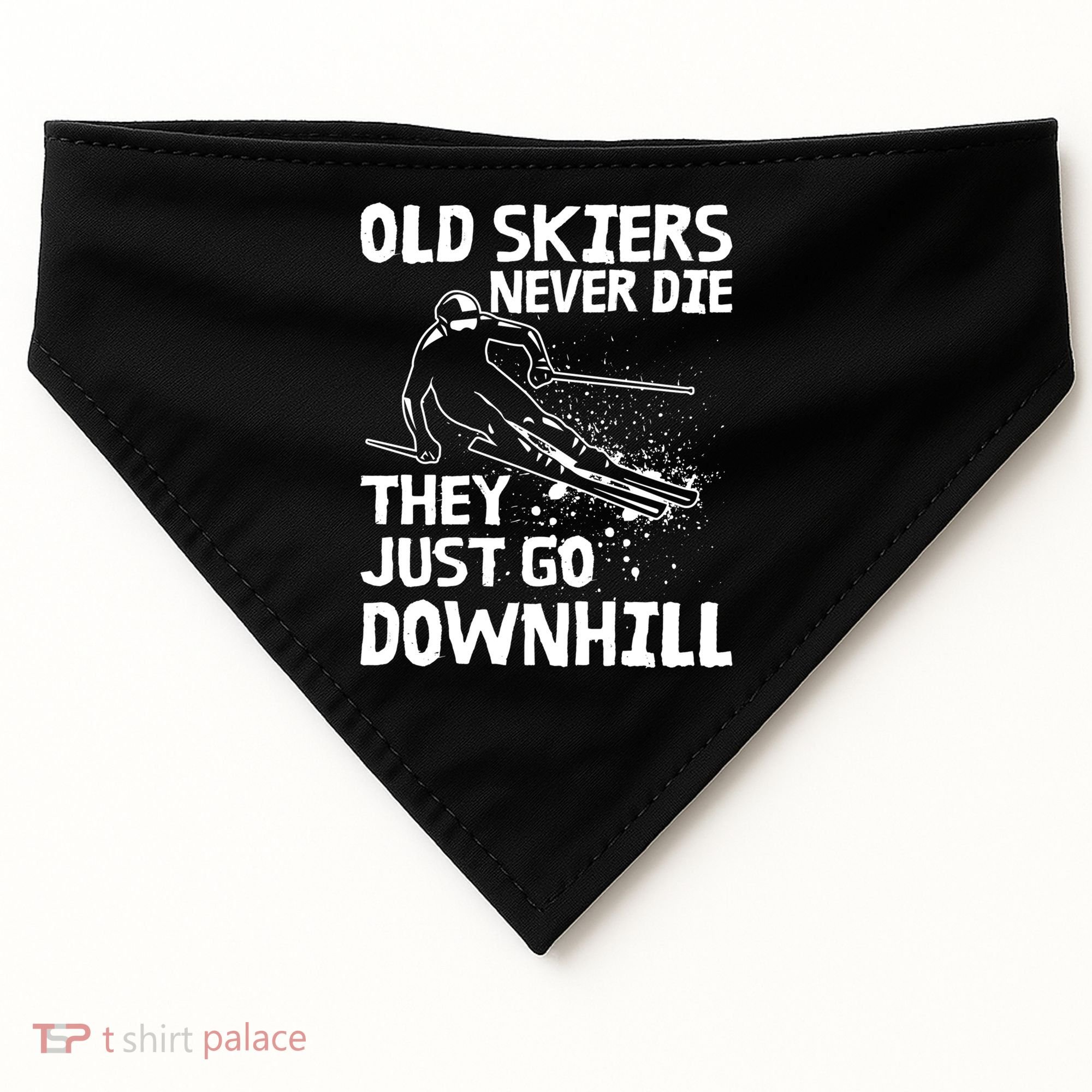 Old Skiers Never Die They Go Downhill Ski Retirement Skiing USA-Made Doggie Bandana