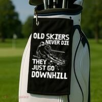 Old Skiers Never Die They Go Downhill Ski Retirement Skiing Golf Towel thumb 2
