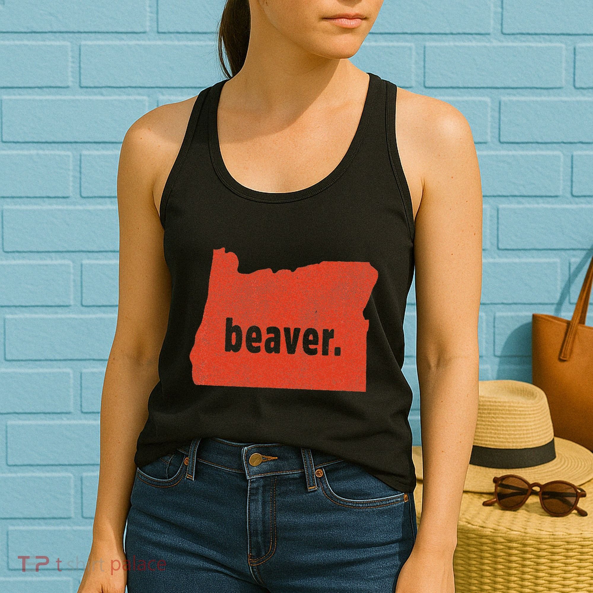 Oregon State Nickname Beaver Distressed Women's Tank Top