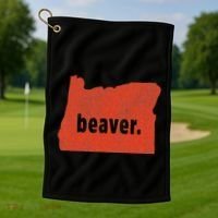 Oregon State Nickname Beaver Distressed Golf Towel thumb 1