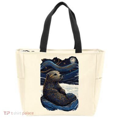 Otter Starry Night Tote Bag