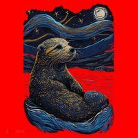 Otter Starry Night Santa Hat thumb 1