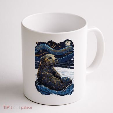 Otter Starry Night Coffee Mug back