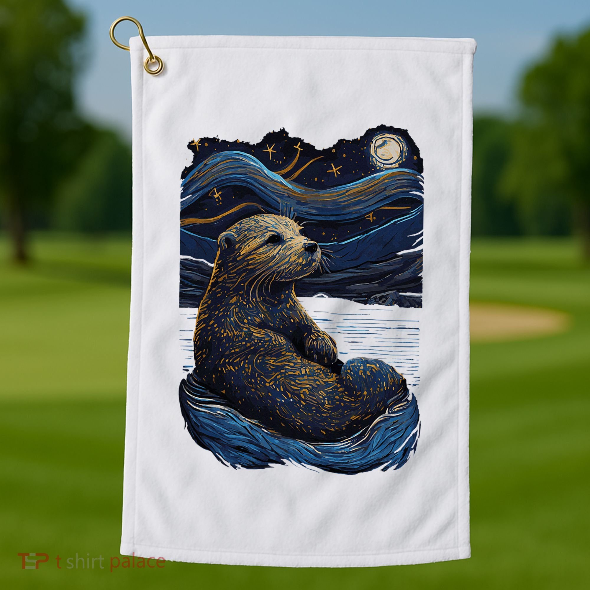 Otter Starry Night Golf Towel