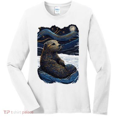 Otter Starry Night Women's Long Sleeve Shirt